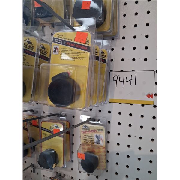 150 ASSORTED BUTLER CREEK & BUSHWACKER OPTIC COVERS + 4 CHARTS