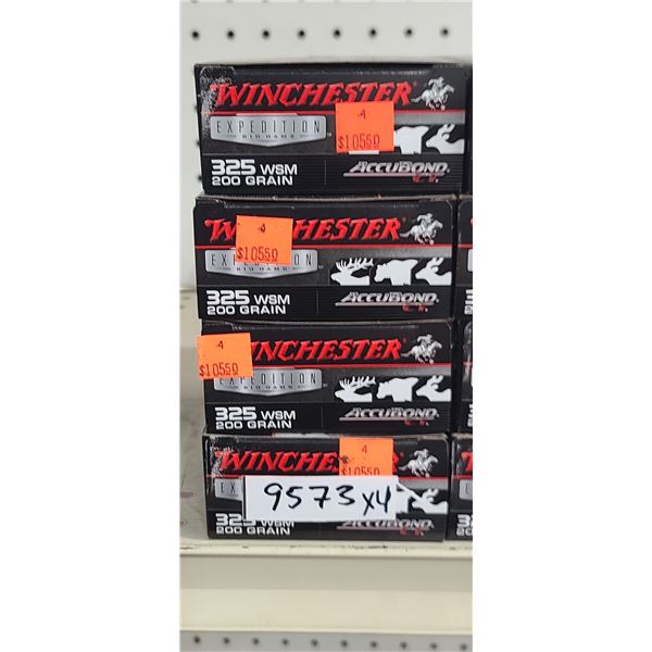 4 BOXES WINCHESTER 325 WSM, EXPEDITION BIG GAME, ACCU-BOND CT, 200 GRAIN, 80 ROUNDS, PAL REQUIRED, N