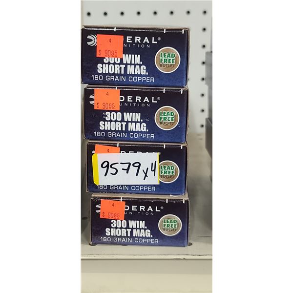 4 BOXES FEDERAL 300 WSM, COPPER, 180 GRAIN, 80 ROUNDS, PAL REQUIRED, NO SHIPPING ON AMMUNTION