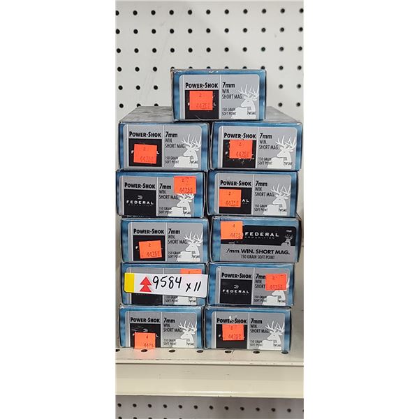 11 BOXES FEDERAL, 7MM WSM, SP, 150 GRAIN, 220 ROUNDS, PAL REQUIRED, NO SHIPPING ON AMMUNTION