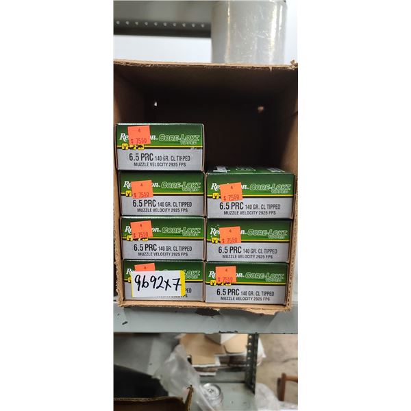7 BOXES REMINGTON 6.5 PRC 140 GRAIN, CL TIPPED, 140 ROUNDS, PAL REQUIRED, NO SHIPPING ON AMMUNTION