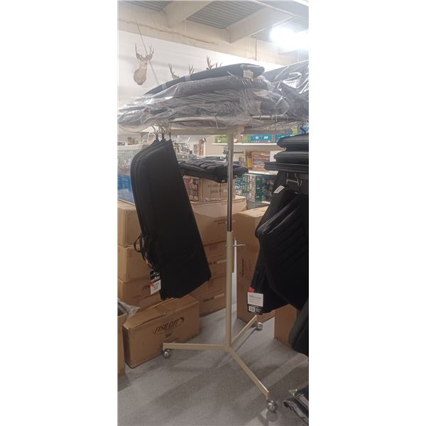 ROUND ROTATING ADJUSTABLE CLOTHING RACK ON WHEELS 36"W
