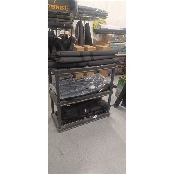 3 TIER PLASTIC UNTILITY SHELVING UNIT 36"X 18" X 36" NO CONTENTS