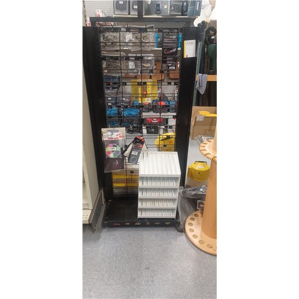 DOUBLE SIDED BLACK PEG RACK , SMALL 27" X 24"X 54" AND SMALL DISPLAY STAND