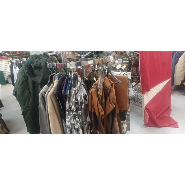 MULTI TIERED CLOTHING RACK - NO CONTENTS, 36"D X  ADJUSTABLE HEIGHT