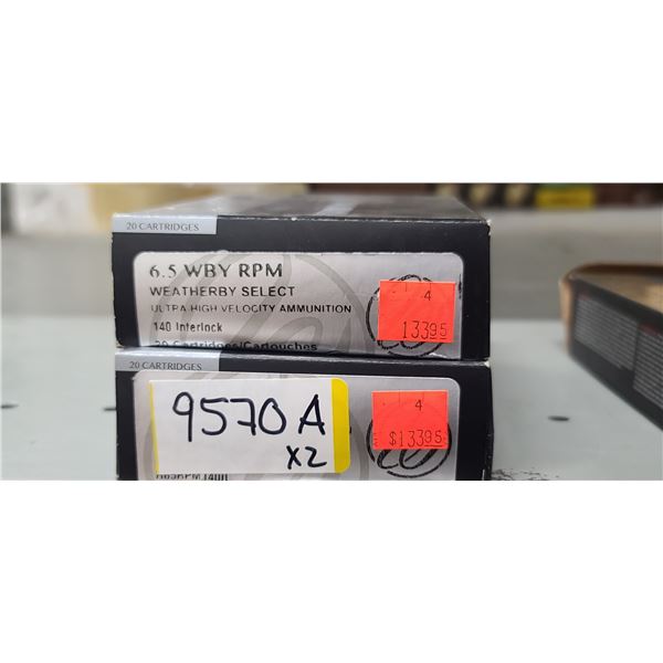 2 BOXES OF 6.5 WBY RPM WEATHERBY SELECT 140GR. INTERLOCK, PAL REQUIRED