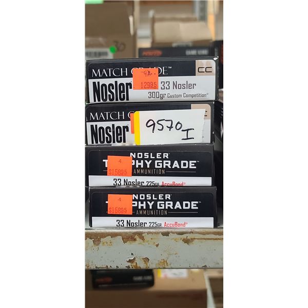 4 BOXES OF 33 NOSLER, SEE DETAILS