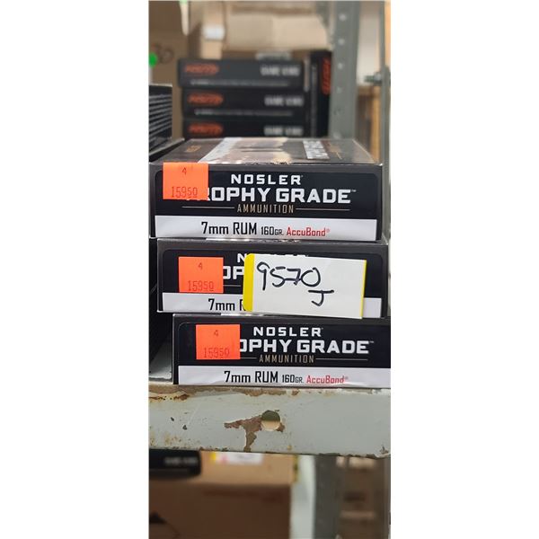 3 BOXES OF NOSLER 7MM RUM 160GR. ACCUBOND TROPHY GRADE
