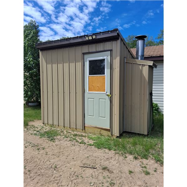 9' x 6' Fishing Shack with Wood Stove and 8" Jiffy Auger
