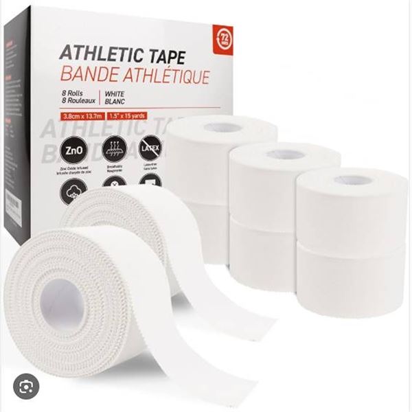 72Hrs Athletic Tape 8 Rolls White FAS-154