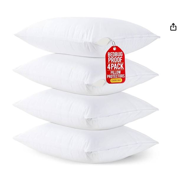 Utopia Bedding Queen Pillow Protectors 4-Pack