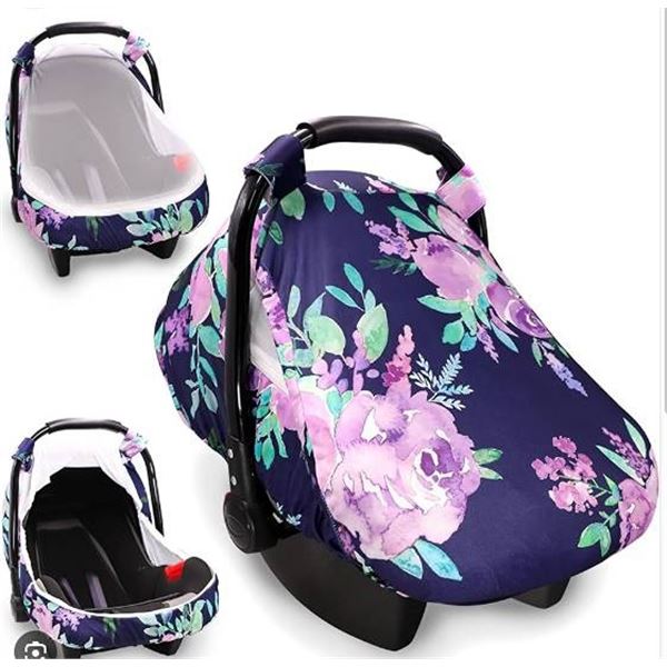 Baby Car Seat Cover, Purple Floral Print