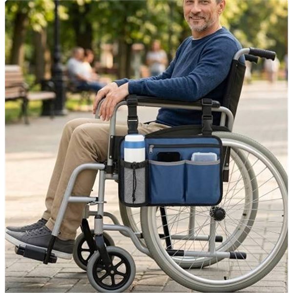 Wheelchair Side Organizer for Rollators (Blue