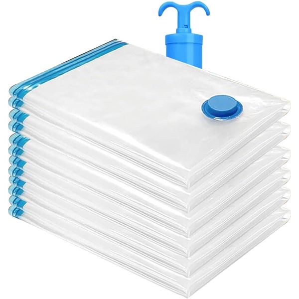 NXANZ Vacuum Storage Bags clothing storage bags Hand-Pump Included, Airtight Compression Bags (6 Pcs