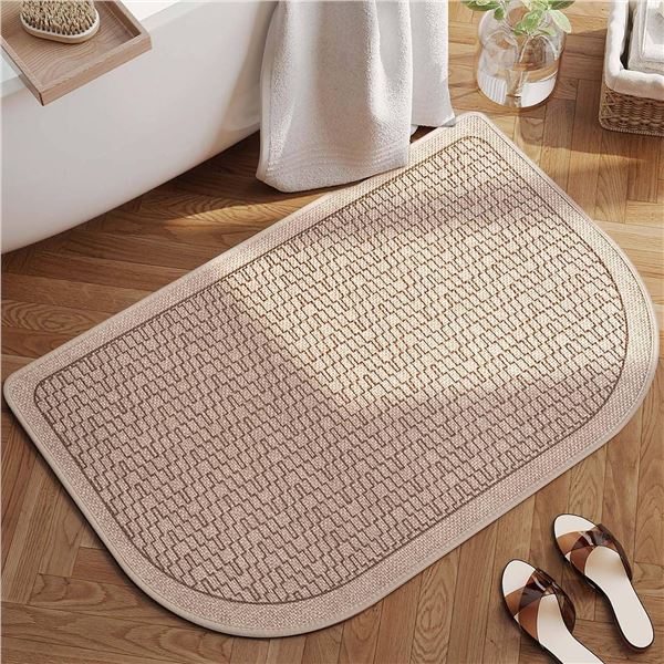 YDKGI Brown Half Circle Bath Mat 20x32