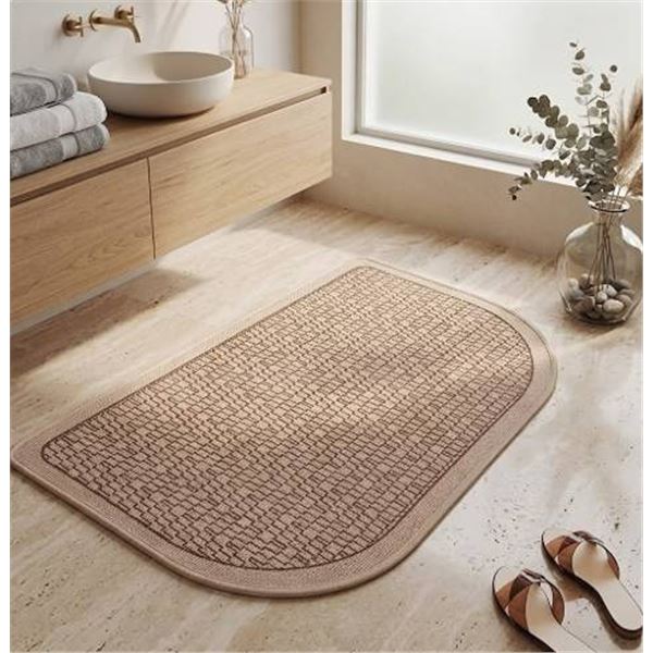YDKJI Half Circle Bath Mat 20x32 Brown
