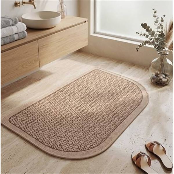 YDKJI Half Circle Bath Mat 20x32 Brown