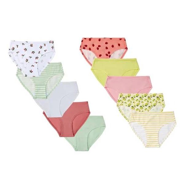 Trimfit Girls Bikini Underwear 10-Pack, Size Medium (7/8)