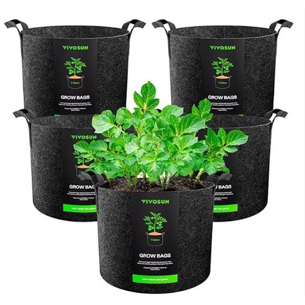 VIVOSUN 5-Pack 7 Gallon Grow Bags