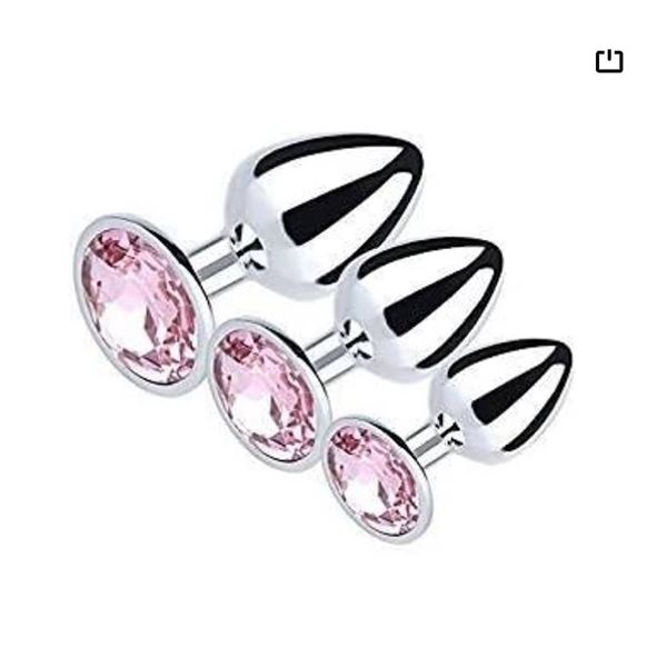3pcs Stainless Steel Jeweled Massager Set **Color May Vary**