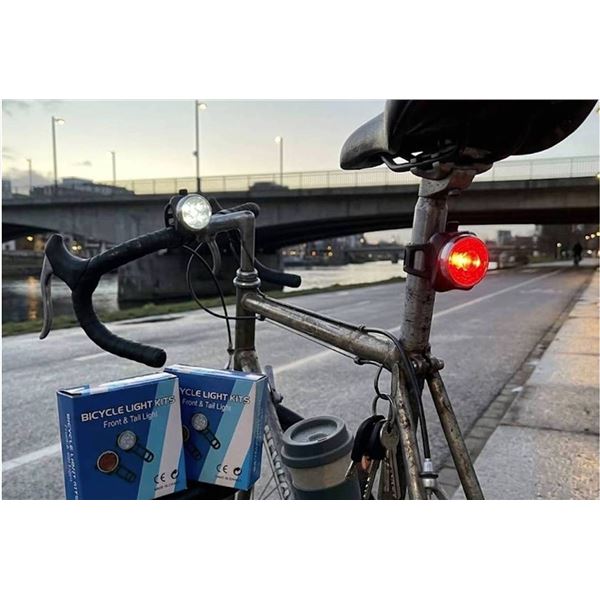 Lot of 2 - Bicycle Light Kits Front & Tail Light, 2 Per Pack