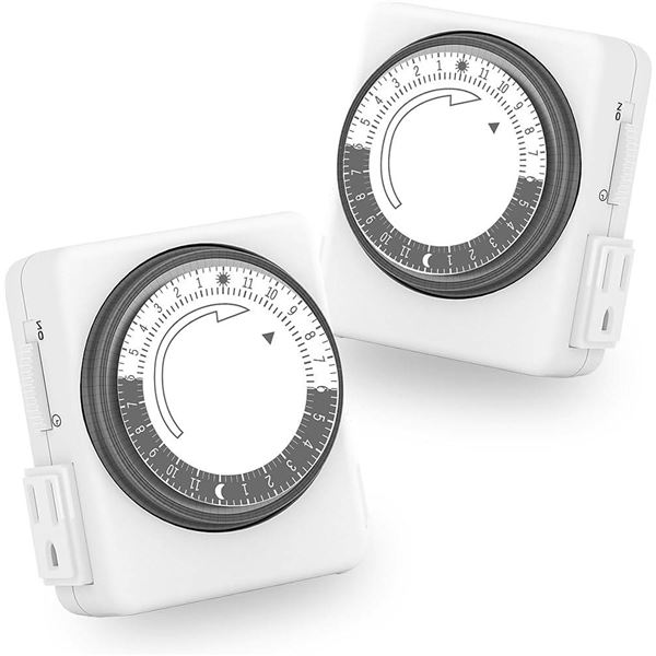 HBN 24 Hour Mechanical Dual Outlet Timer 2PK