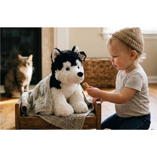 White and Black Husky Plush Toy