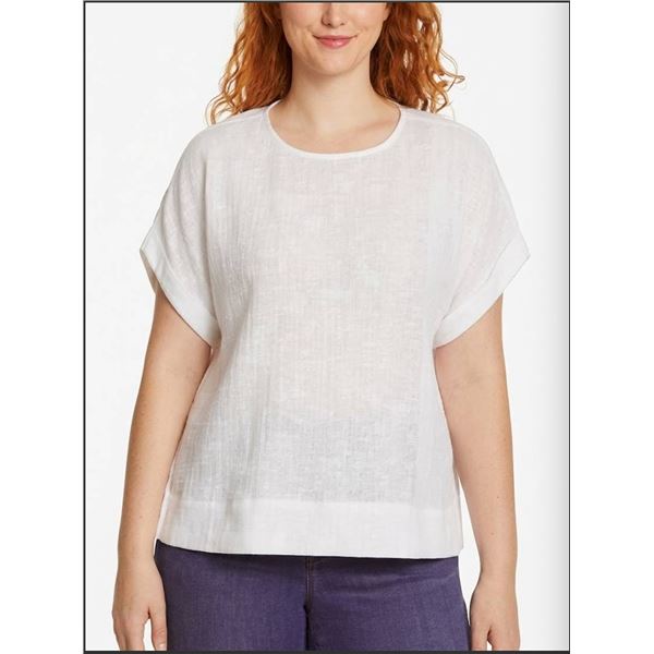 Gloria Vanderbilt White Short Sleeve Top, M