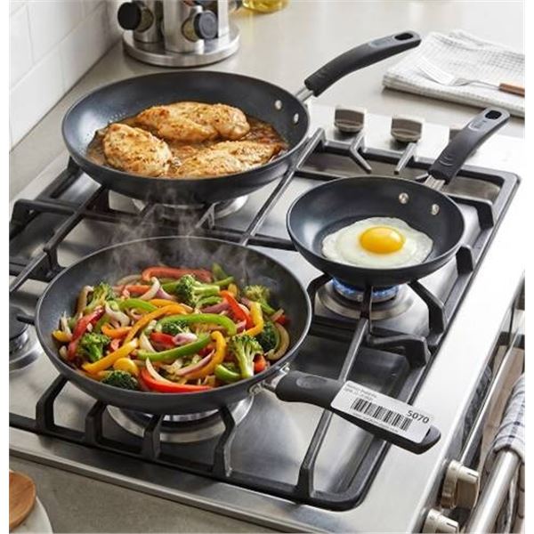 Lot of 3pc - 8in, 10in, 12in Frying Pan Set