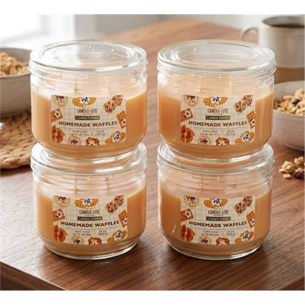 LOT OF 4 - Candle-Lite Homemade Waffles Candle