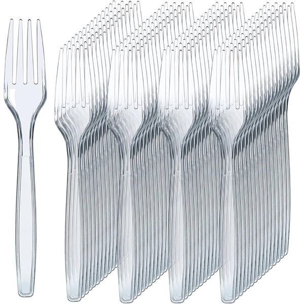 300 Clear Plastic Forks by Prestee