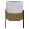 Image 1 : Rivet Mid-Century Ceramic Planter with Iron