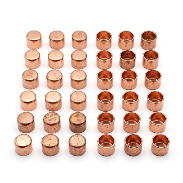 Lot of 2 Bow Copper Pressure Tube Caps 8 Qty