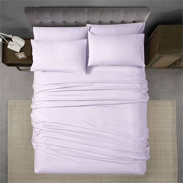 Comfy Bamboo World Light Purple Queen Sheet Set