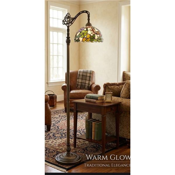 Tiffany Floor Lamp Stained Glass Lamp 18.88X12X67 Inch Angle Adjustable Arched Gooseneck Antique Rea