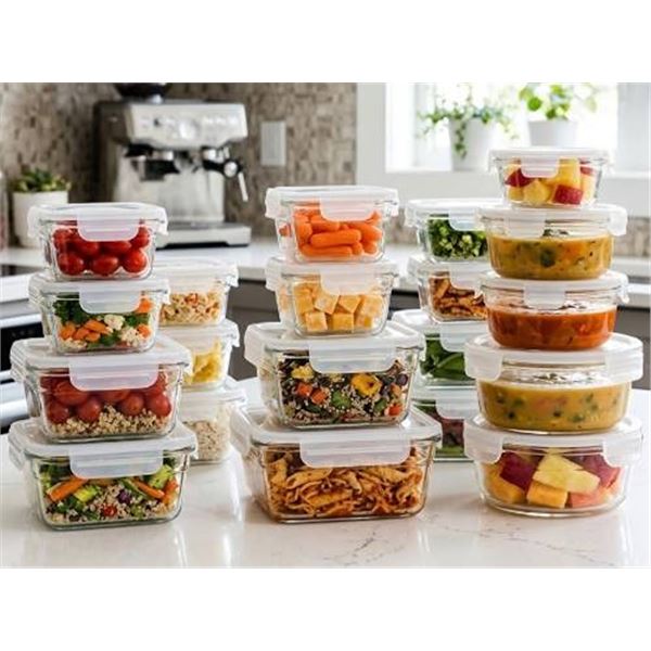 14 Mixed Glass Food Containers with Lids