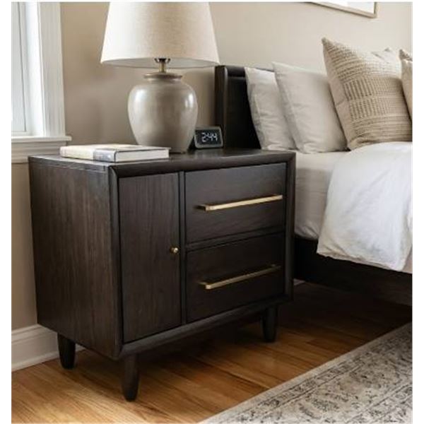 Dark Wood Cabinet With Brass Handles