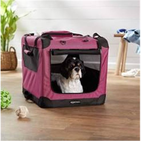 Amazon Basics Premium Folding Soft Pet Crate Red