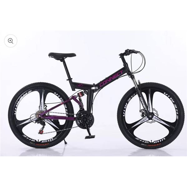 Cycle Connect 26" Folding Bicycle, 21-Speed, Purple