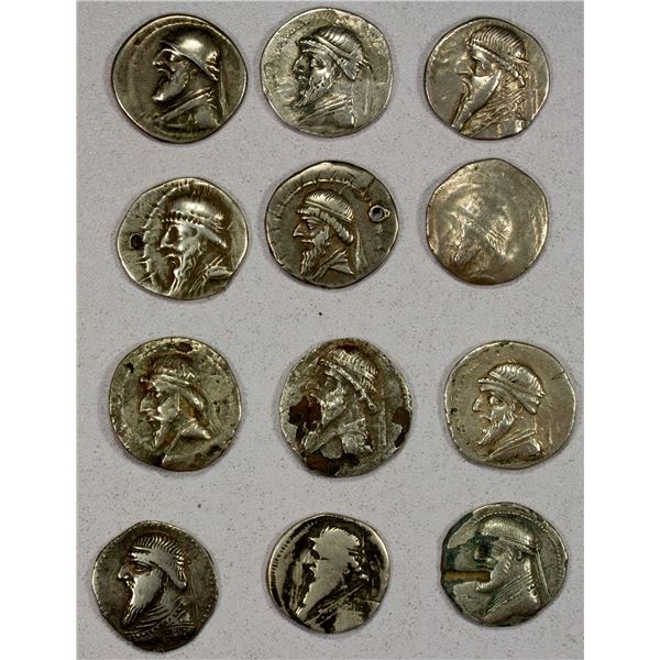 ANCIENT PERSIA: PARTHIAN KINGDOM: LOT of 12 AR drachms