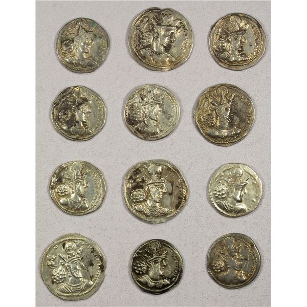 ANCIENT PERSIA: SASANIAN KINGDOM: Shahpur II, 309-379, LOT of 12 silver drachms