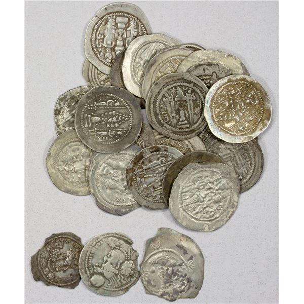 ANCIENT PERSIA: SASANIAN KINGDOM: LOT of 22 silver drachms + 3 broken drachms