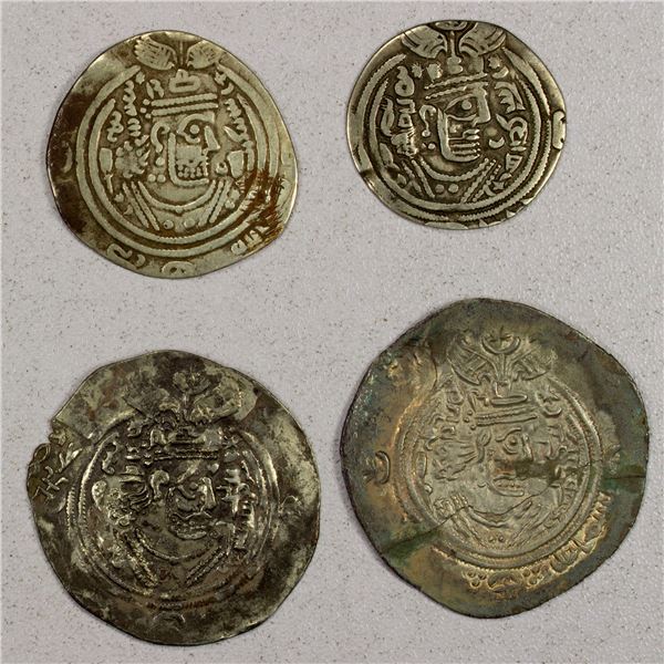 EARLY ISLAMIC: ARAB-SASANIAN: LOT of 4 silver drachms