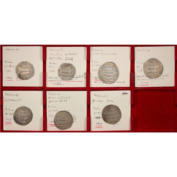 EARLY ISLAMIC: ABBASID: LOT of 7 AR dirhams
