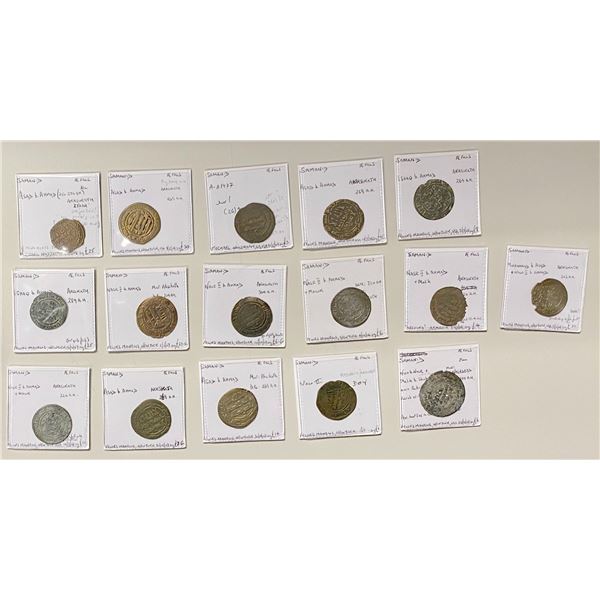 EARLY ISLAMIC: SAMANID OF AKHSIKATH: LOT of 16 copper coins