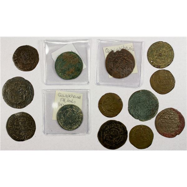 EARLY ISLAMIC: QARAKHANID: LOT of 13 copper coins