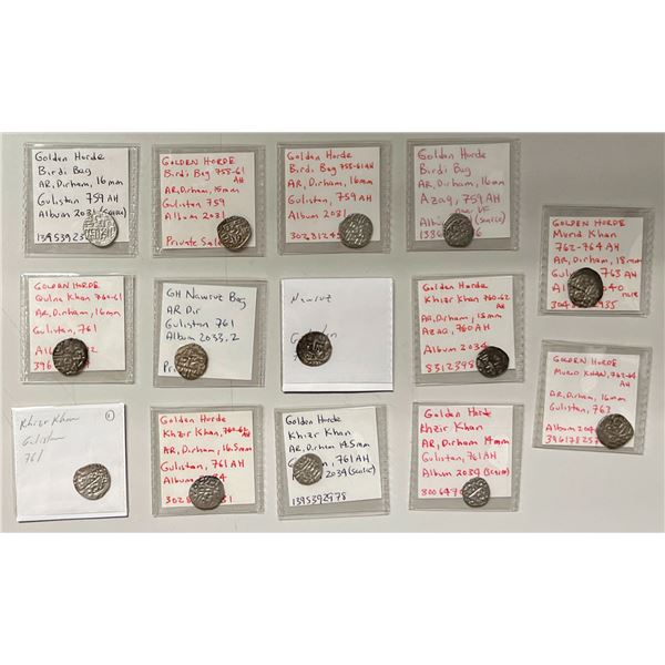 EARLY ISLAMIC: GOLDEN HORDE: LOT of 14 silver dirhams