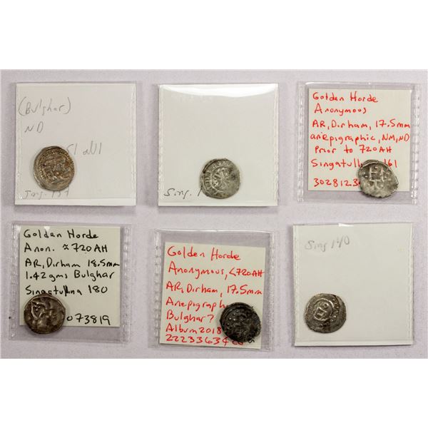 EARLY ISLAMIC: GOLDEN HORDE: LOT of 6 silver dirhams (yarmuqs)