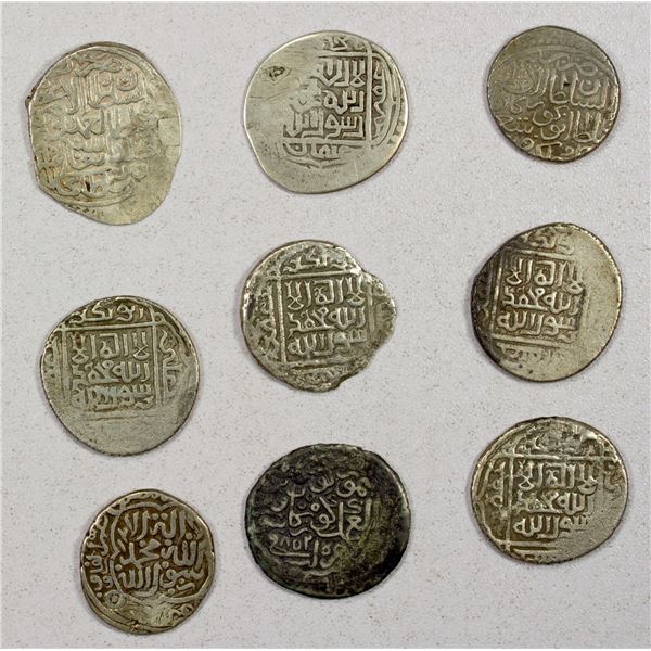 EARLY ISLAMIC: TIMURID: LOT of 9 silver tankas