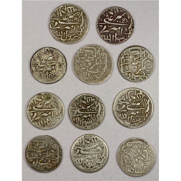 AFGHANISTAN: BARAKZAI: Sher 'Ali, 1863-1879, LOT of 11 early milled rupees